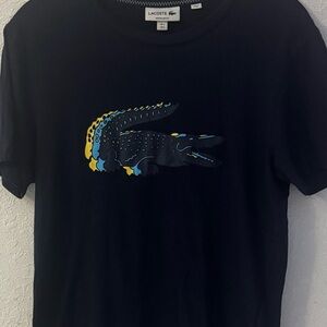 Lacoste Navy T-Shirt with Multicolor Crocodile